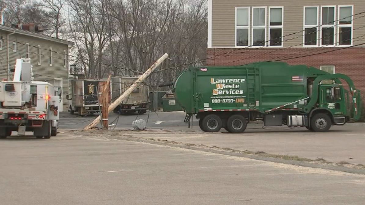 Garbage truck takes down power lines in Dedham Boston 25 News