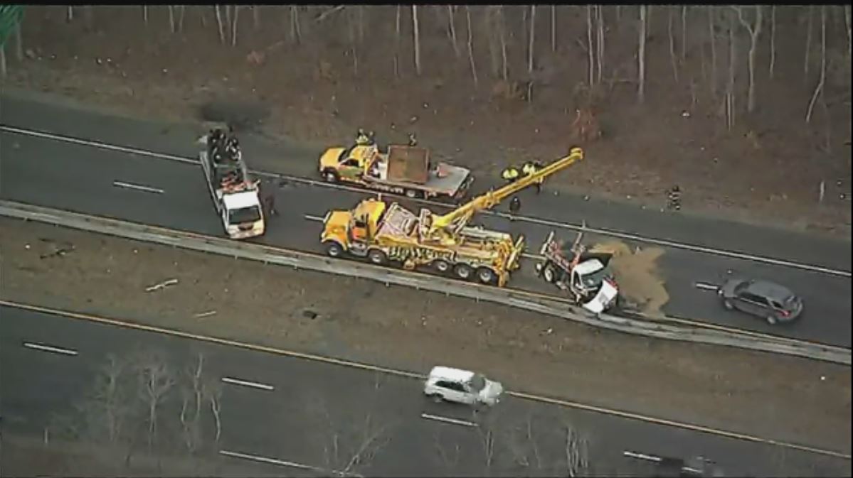 Route 24 reopens in Fall River after truck loses tire, rolls over