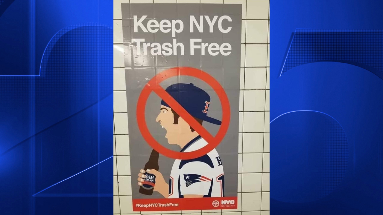 "Keep NYC Trash Free" Mock NYC Sanitation Dept. posters throw shade at Boston fans Boston 25 News