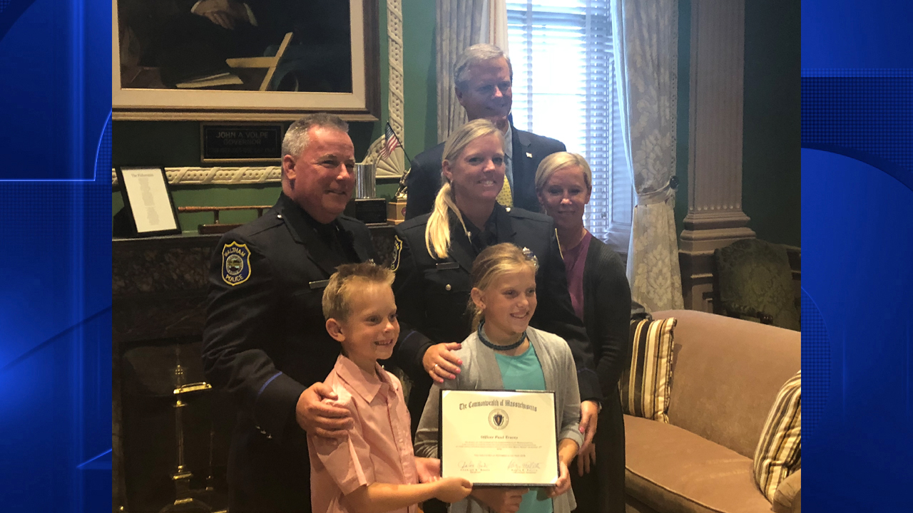 Governor Baker honors Waltham police officer who saved woman's life